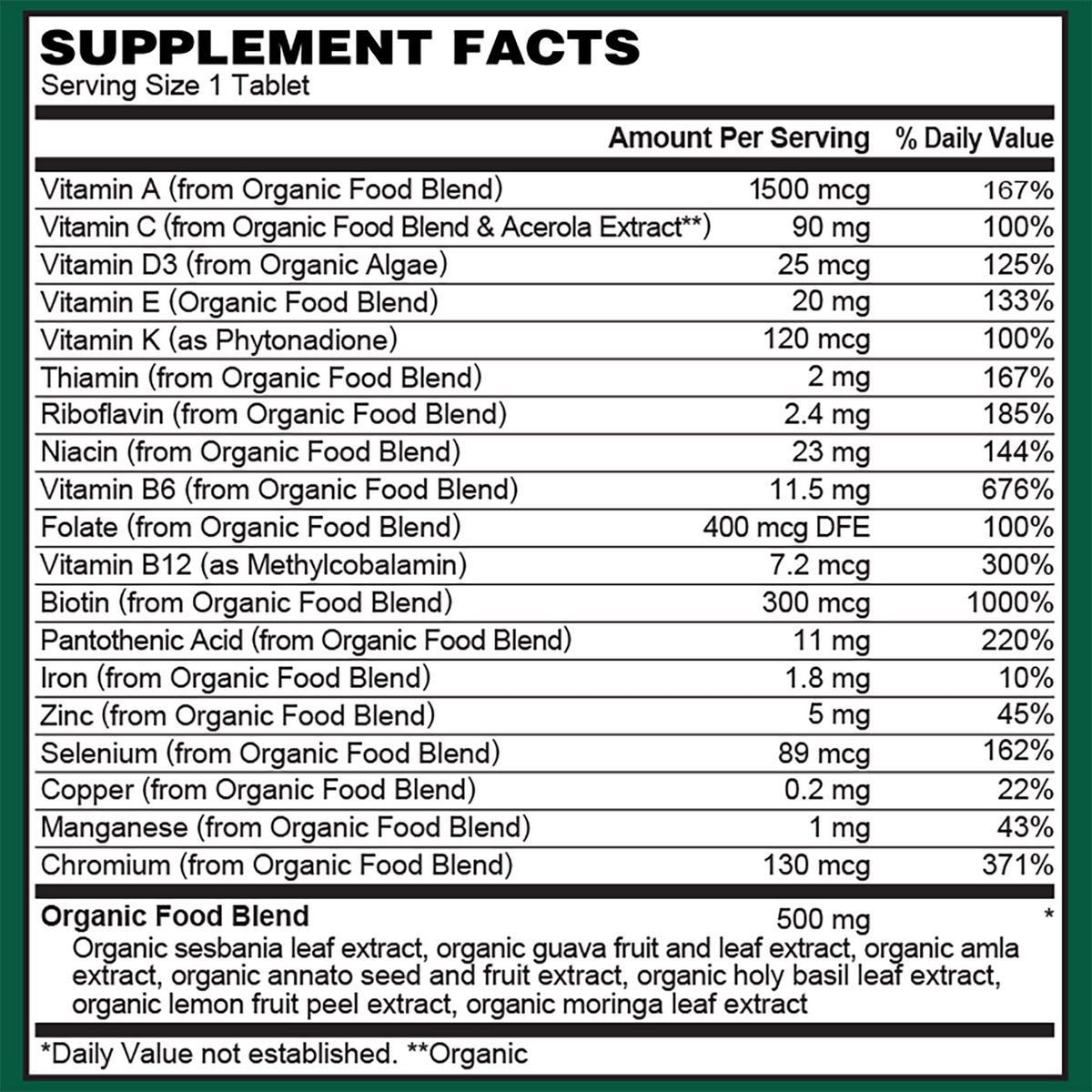 Organic Multivitamin for Men – Whole Food Blend - Save 20%