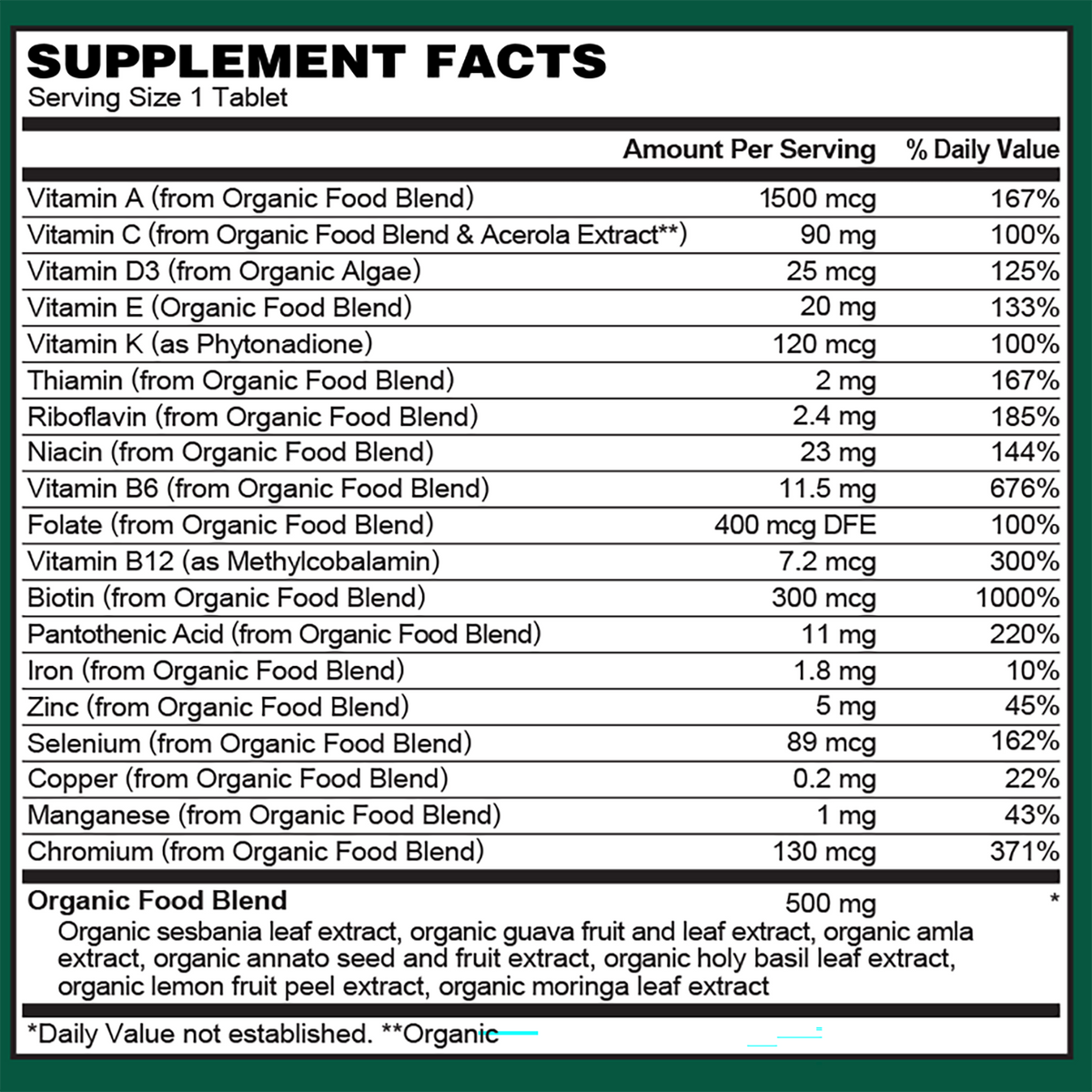 Organic Multivitamin for Men – Whole Food Blend - Save 20%