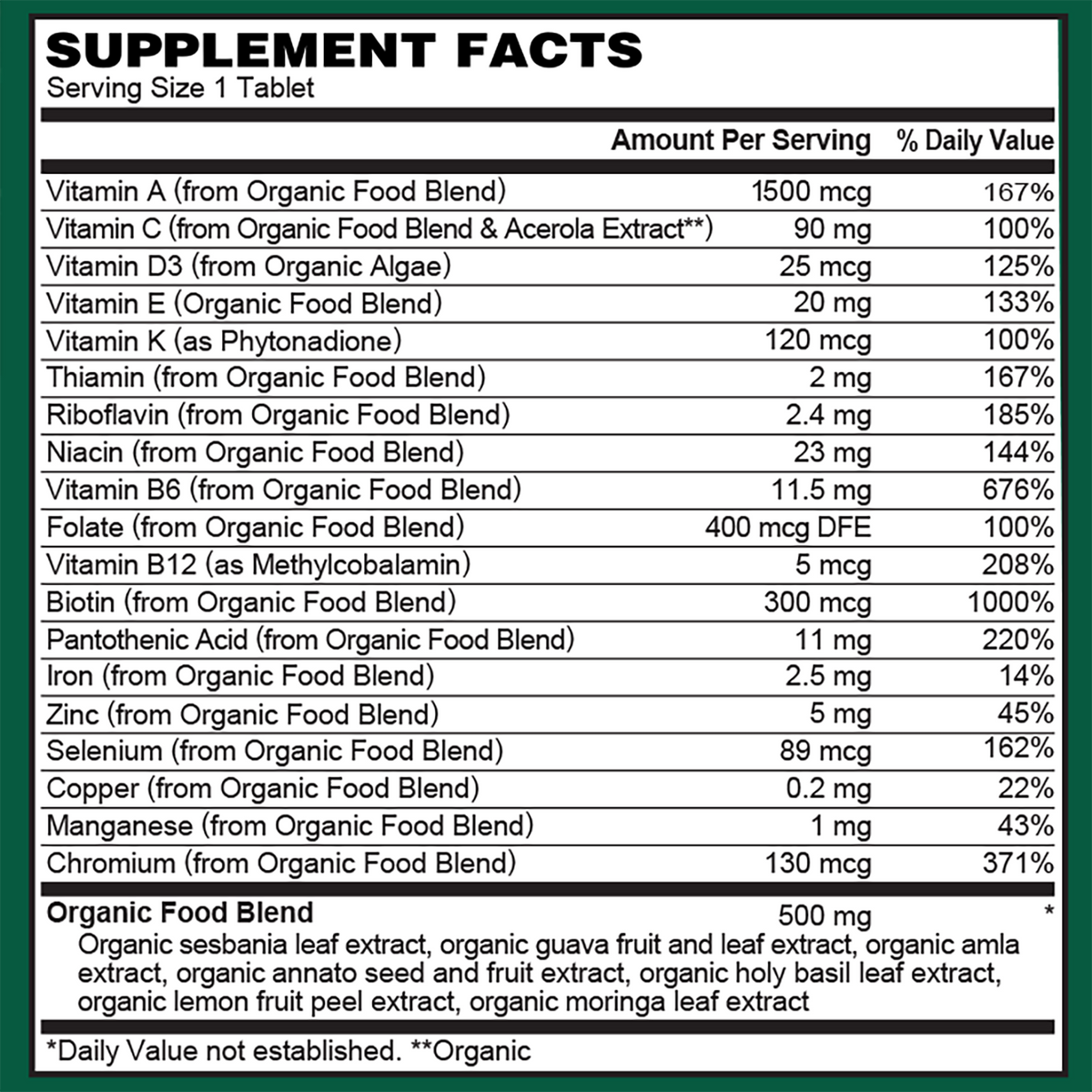 Organic Multivitamin for Women – Whole Food Blend - Save 30%