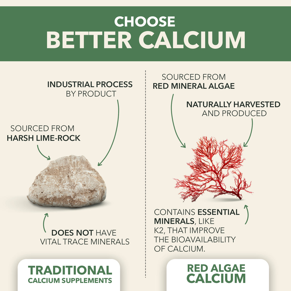 Vegan Plant-Based Calcium - with Magnesium, D3, &amp; K2